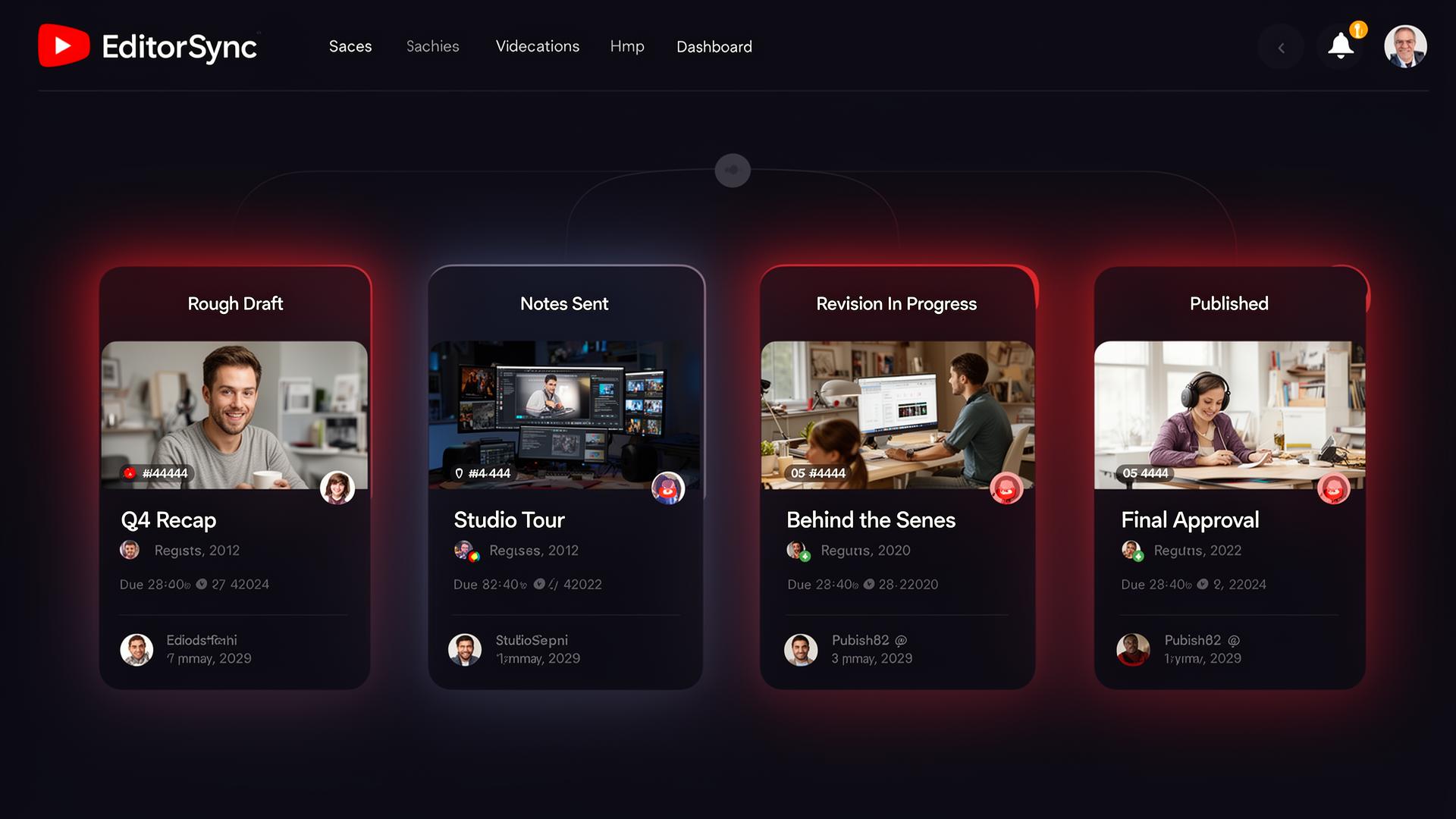EditorSync dashboard showing video projects across pipeline stages