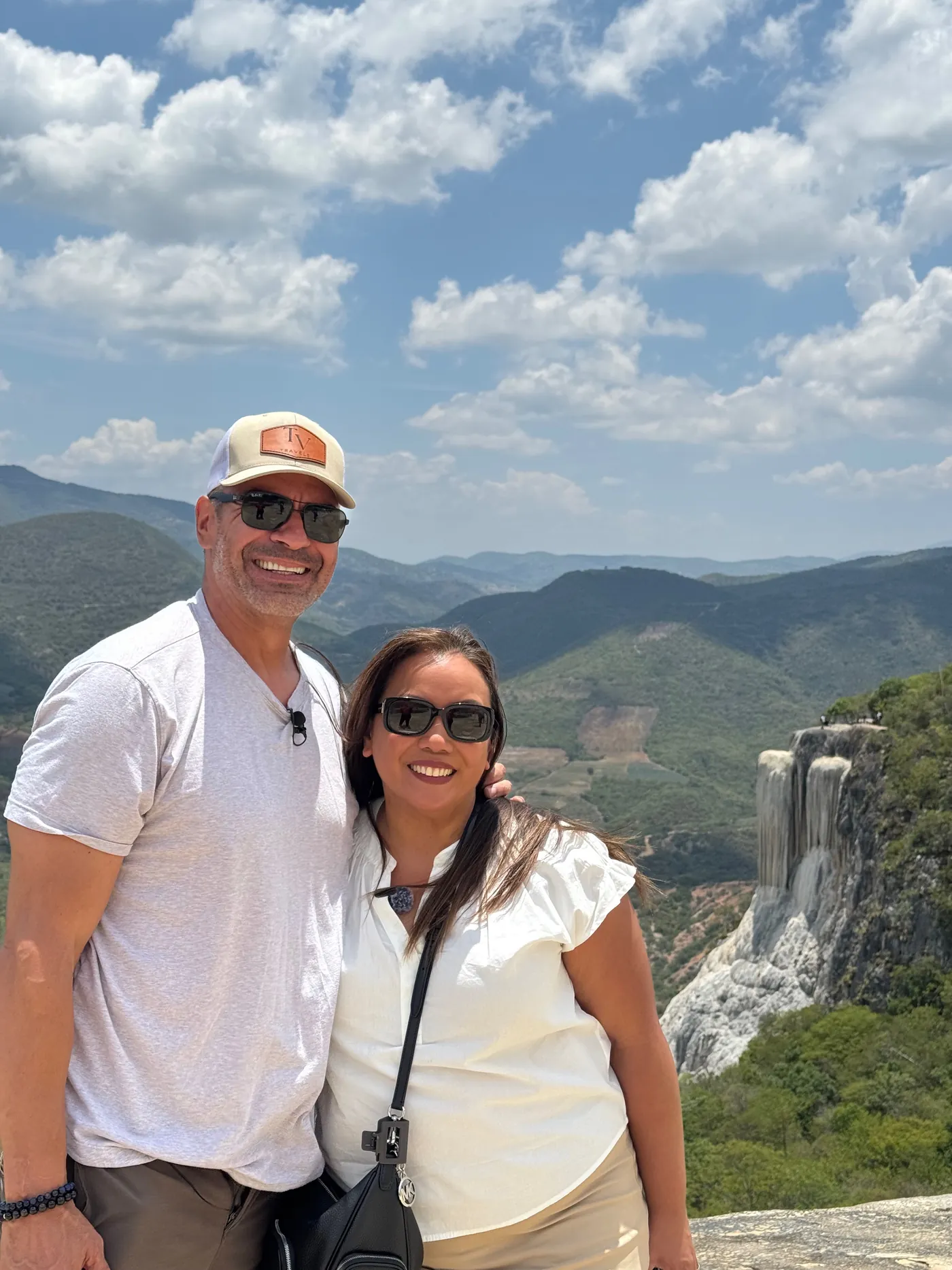 Tony and Vanessa of TV Travels at Hierve el Agua, Oaxaca